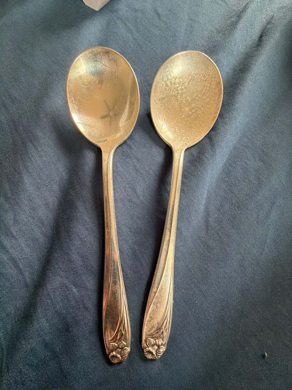 Vintage 1847 Rogers Bros. Daffodil Pattern Silverplate Teaspoons (Set of 2)